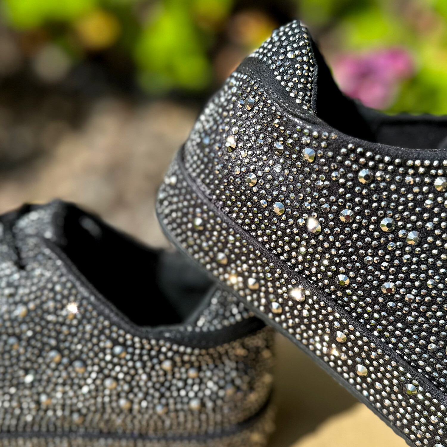 New Women's Bling Rhinestone Crystal Embellished Lace Up Sneakers Flat Platform