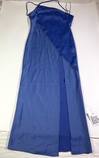 ASOS Satin Midi Slip Dress Womens Size 4 Straps Blue Accent Elegant