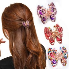 Small Crystal Butterfly Hair Claw Clip Mini Rhinestone Butterfly Hair Calw Clip-