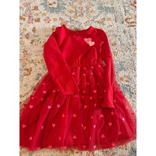 Cat  Jack Girls Red Heart Tulle Tutu Dress Long Sleeve Size L 10/12 Valentine