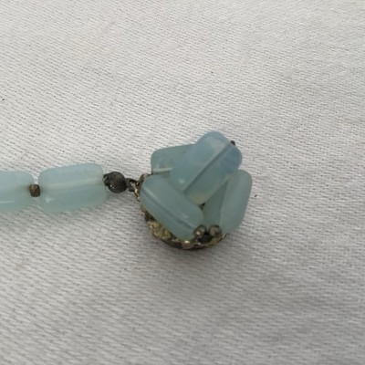 Miriam Haskell Vintage Signed Blue Glass Necklace 30 Inch Single Strand