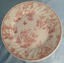 Churchill Pink Toile (Scalloped) Dinner Plates 10" -England
