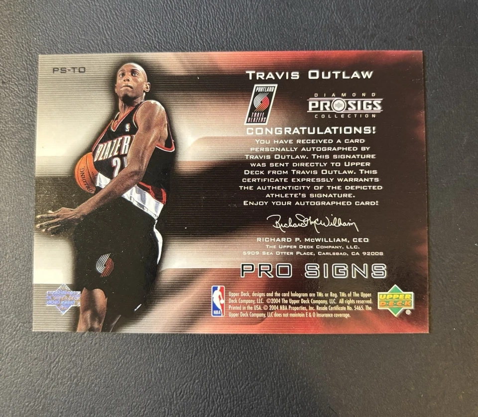 2004-05 Upper Deck Pro Sigs Diamond Collection - Pro Signs Travis Outlaw RC - Image 2 of 2