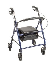 Drive Medical Four Wheel Rollator Rolling Walker Fold Up Removable Back Red
