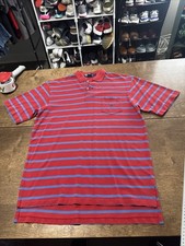 Vintage 90s Polo Ralph Lauren Striped Polo Shirt Red Blue Made in USA Medium