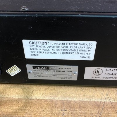 TEAC GE-20 2ch 10-Band Stereo Graphic Equalizer VU Meters Vintage