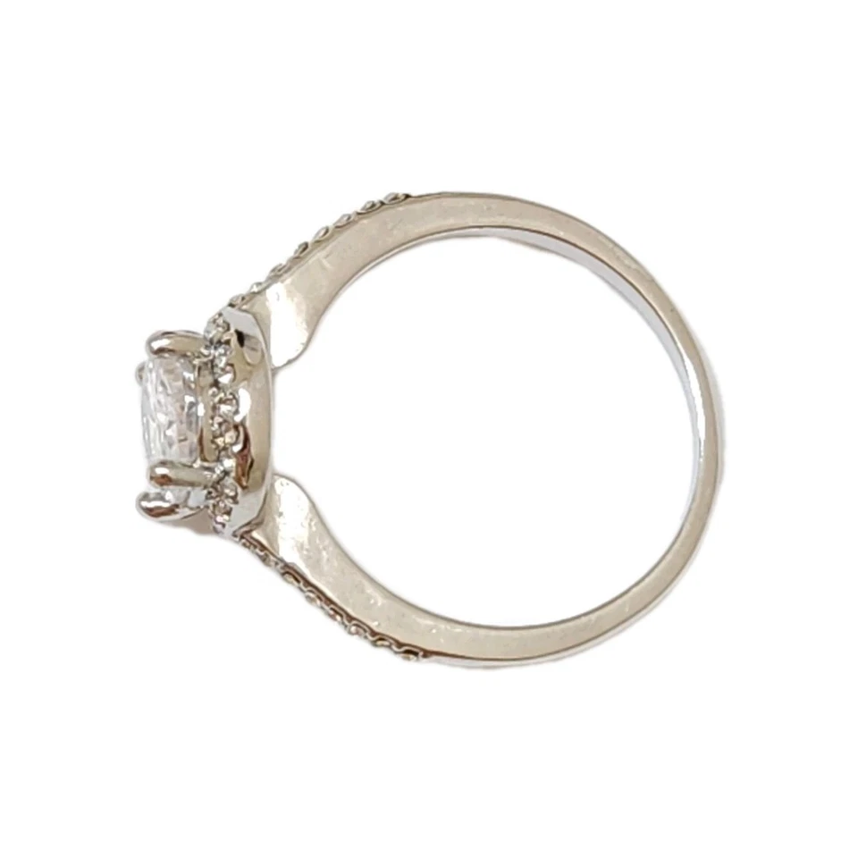 LADIES 18K WHITE GOLD HGE 3CTTW ROUND SHINY CUBIC ZIRCONIA COCKTAIL RING SZ 7.75 - Image 3 of 4