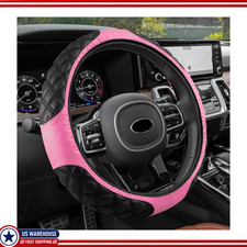 Universal Soft Grip Steering Wheel Cover 15 Inch Non-slip Leather Cacolor Pink