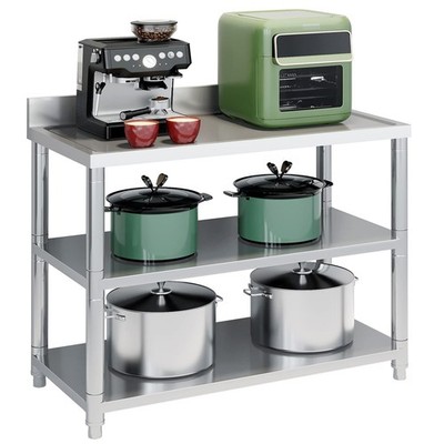 Heavy Duty Standing Stainless-Steel Commercial Restaurant Kitchen Work Table,...