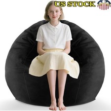 Memory Foam Bean Bag Chair Soft Velvet Removable Cover Kids Adults Gaming New
