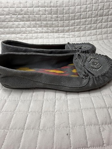 American Eagle Womens Size 9.5 Loafer Moccasin Flats Gray Faux Suede - Picture 6 of 10