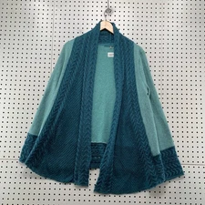 Anthropologie Knitted Knotted Green L Wool Mohair Crochet Open Knit Cardigan
