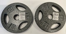 Pair of 5 lb Cast Iron Weight Plates Standard 1” Hole Home Gym NEW Total 10 lb
