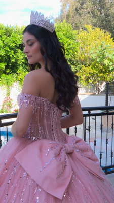women quince dresses Maravilla Quinceanera 80030 and glitter detail Rachel Allan Alta Couture QS3129