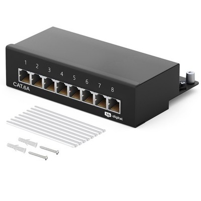 Cat6A Patchfeld 8-Port Patchpanel RJ45 geschirmt Desktop Aufputz 10GB LAN Cat 6A