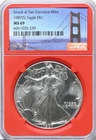 1987 S Silver Eagle $1 MS 69 NGC  Red Core Bridge Struck San Francisco Mint