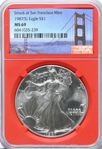 Photo of a 1987-S American Silver Eagle from an eBay sale