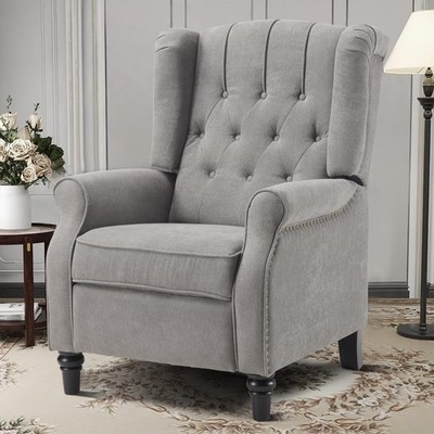 Canmov Pushback Recliner Chair, Wingback Accent Chair with Rivet Decoration