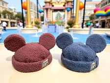 Tokyo Disney Resort Mickey Mouse Boa Cap Set Blue & Pink Fluffy Hat Japan