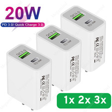 20W Dual Port USB C Fast Charging Block QC 3.0 USB A Brick For iPhone Android