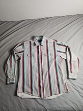 Vintage 90s Wrangler Brushpopper Button Up Shirt Men Size 17.5-35 Colorful Rodeo