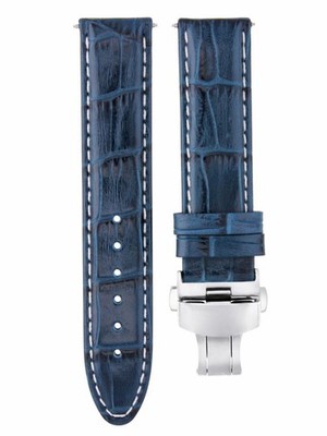 18 MM PREMIUM LEDER UHRENARMBAND BAND FÜR MITTELGROSSE OMEGA SEAMASTER UHR BLAU WS
