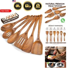 Wooden Cooking Utensils Set 6 Pcs Kitchen Spoons Spatula Wooden Utensils