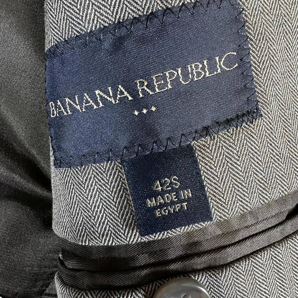 Banana Republic Blazer Mens 42S Herringbone Sport Coat Jacket Stretch Lined - Image 4 of 4