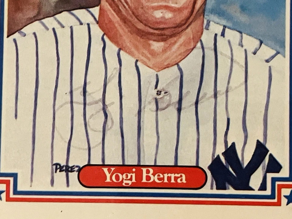 Yogi Berra Autografiado 1983 Donruss Salón de la Fama Héroes #24 Certificado de Autenticidad JSA Pequeña Mancha Foto 3 de 4