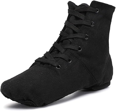 Smithmelody Canvas Jazz Dance Boots Ballet Dancing Sneakers for 7.5, Black 
