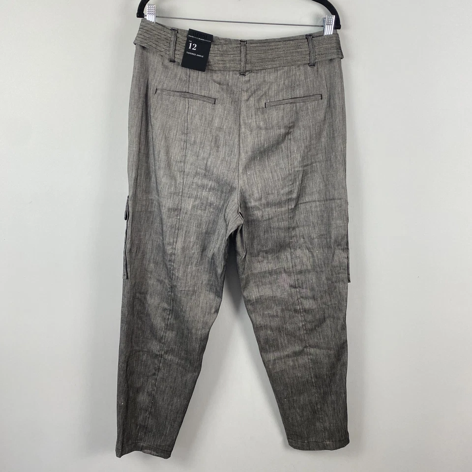 Брюки WHBM White House Black Market с поясом на лодыжке 12 шт. грузовая льняная смесь - Изображение 4 из 4