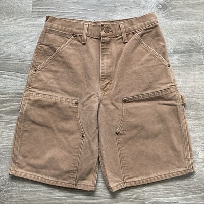 VTG Carhartt B80 BRN Double Knee Canvas Carpenter Shorts Men's 28