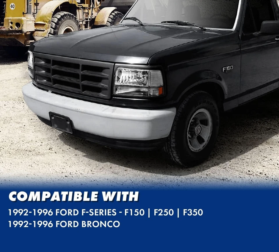 Conjunto de faros de repuesto cromados para camioneta Ford F150 F250 F350 1992-1996 Bronco Foto 3 de 4