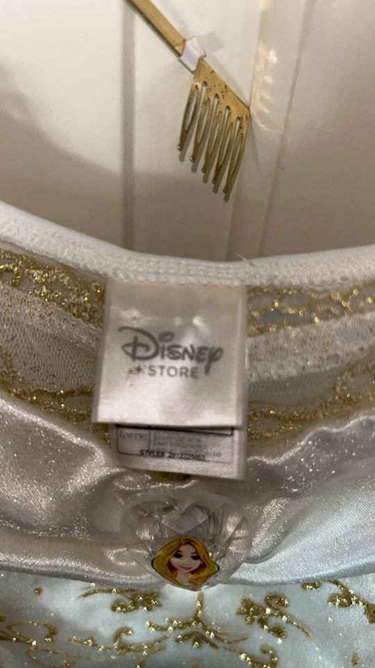 Disney Store Princess Costume White & Gold Brocade Dress w/ Tiara Set Size L 10 - Image 4 of 4