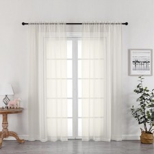 Ivory Sheer Curtains 72 Inches Long 2 Panels, Transparent Voile Sheer Curtain Do