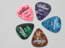5 NEW - PREMIUM PEARLOID GUITAR PICKS - CELLULOID - ASSORTED COLORS AND SIZES