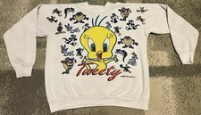 Vintage 1994 Looney Tunes Tweety Bird Sweatshirt AOP Freeze Taz Bugs Large - XL