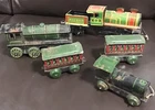 5 tin train cars - wind-up, J Chein N.Y.C. & H.R. 714, Germany & U..S. A.