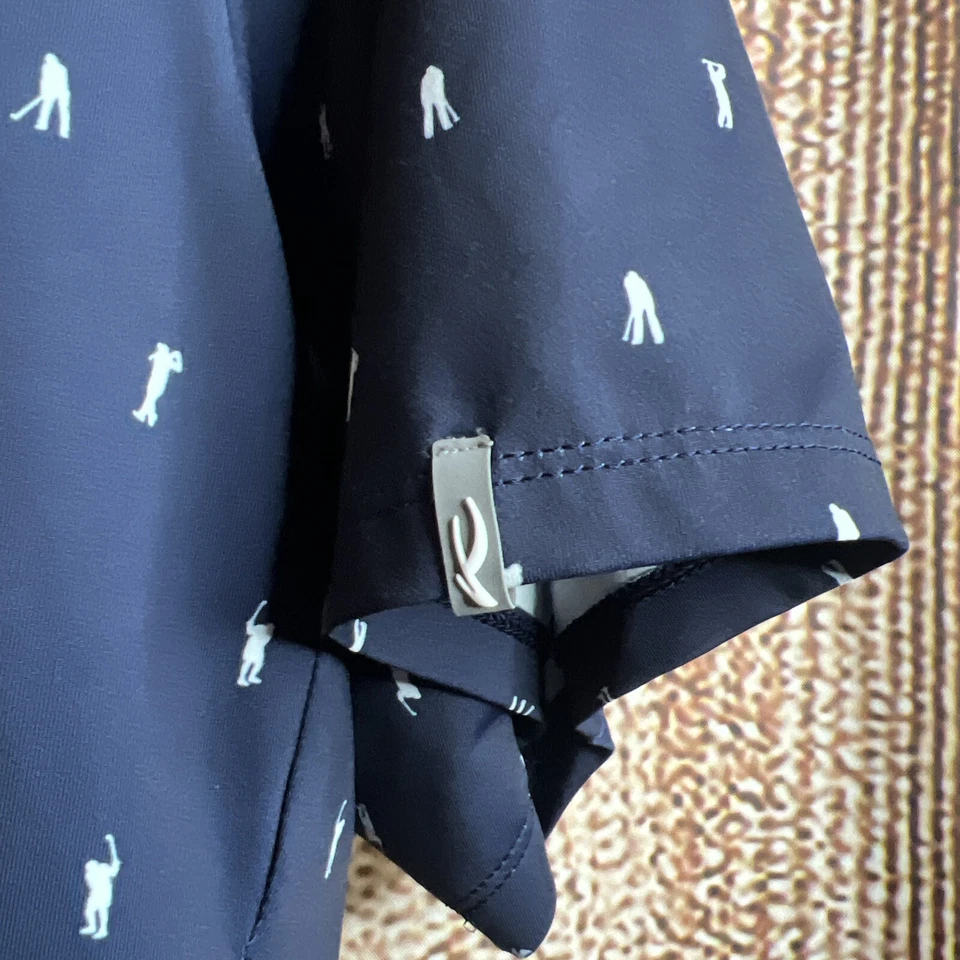 KJUS Mens Golf Polo 56 2XL Blue/White All Over Print Performance Comfort UPF 50+ - Image 2 of 4