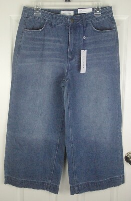 NWT Popsugar F/F HighRise Wide Leg Fresh Prep Vintage Wash Cropped Jeans Vrs Szs