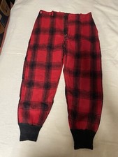 Hunting Pants Genuine Boat Sail Drill Mens 34 Wool Thick Red Plaid Vintage 60s