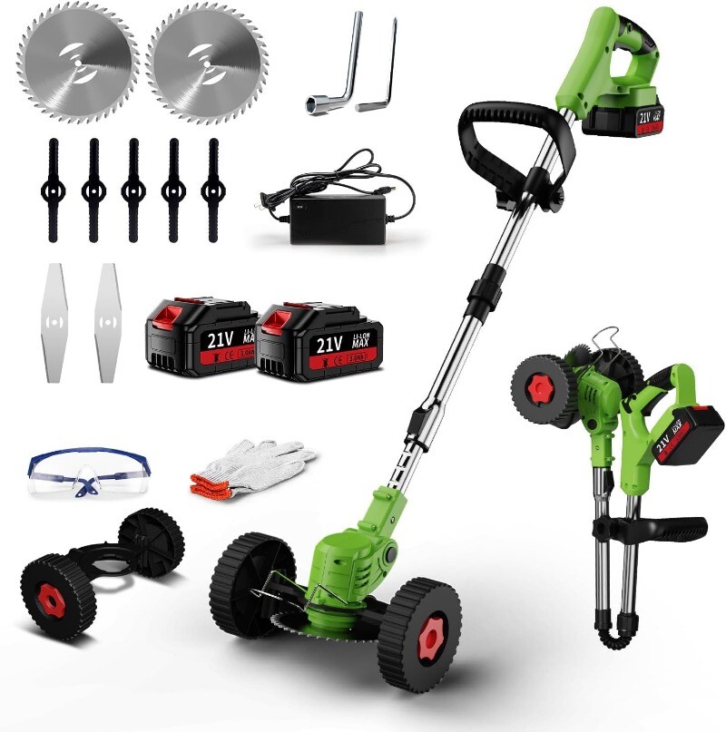 Battery Operated Weed Wacker Stringless W/ 3 Types Blades Grass Trimmer Electric
