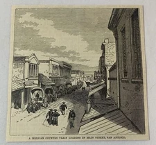 1883 magazine engraving ~  MEXICAN COUNTRY TRAIN San Antonio, Texas