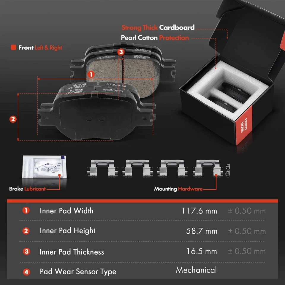 Rotores de freno de disco y pastillas de freno laterales delanteros y traseros para Scion tC 2005 2006-2010 Foto 3 de 4