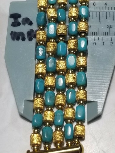 QVC turquoise multi strand Bronze Bronzo Italia® Italy Milor bracelet magnetic - Picture 6 of 12