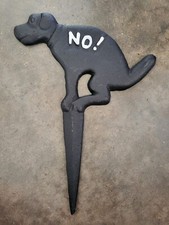 NO Pooping Fouling Dumping Dog 12" Tall Yard Lawn Garden Stake Cast Iron Heavy