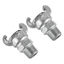2Pcs Air Hose Coupling Fitting 3/4NPT Male Thread Claw Quick Connector Silver