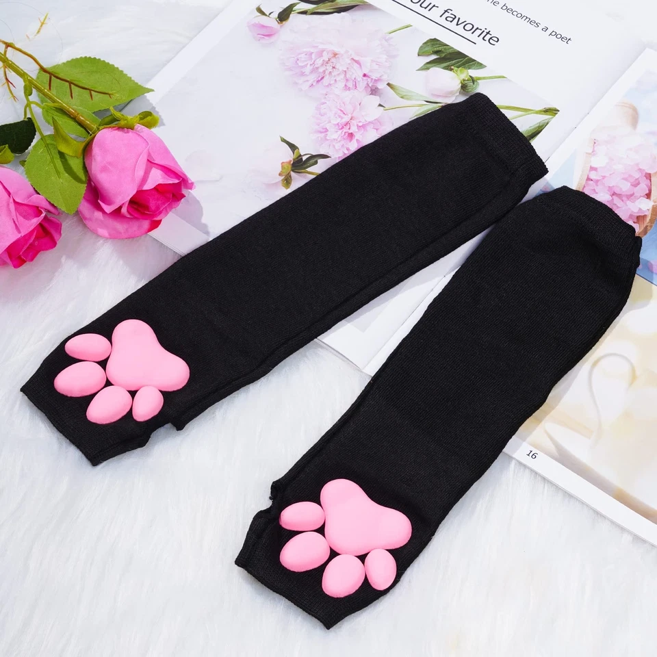 Almohadilla para pata de gato guantes guantes sin dedos gato cosplay guantes manga para niñas fiesta Foto 2 de 4