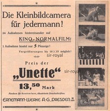 Unette Photo Camera - Ernemann Werke Dresden - 1925 - Advertising Advertising ~12x12cm