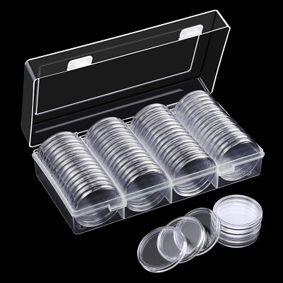 #ad #ad 50PC Fit Airtight 40.6mm American Silver Eagle 1Oz Round Coin Holders Capsules $12.98